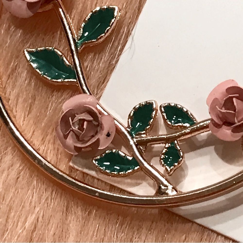 Pink Rose Hoop Earrings - Picture 3 of 6